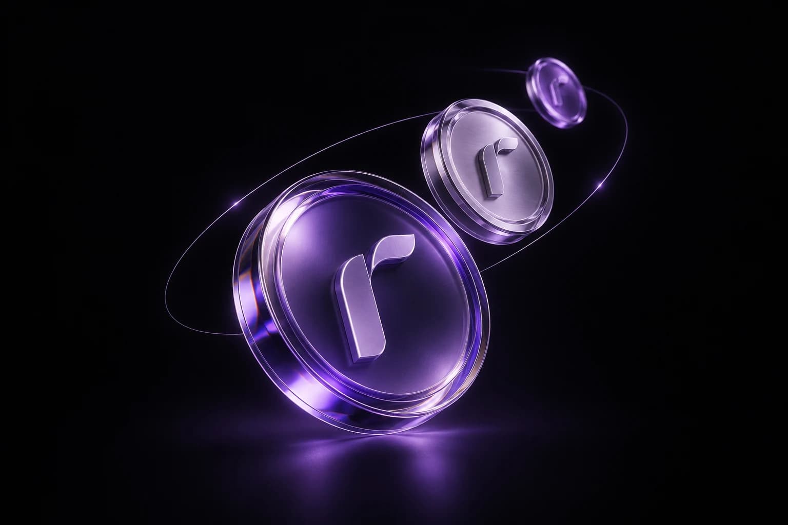Floating violet glass tokens
